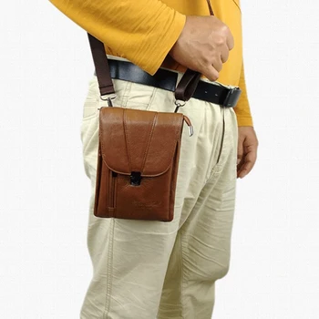

Genuine Leather Small Messenger Shoulder Crossbody Bags for Men Waist Belt Bag Male Fanny Pack Phone Pouch Wallet Bag sac banane