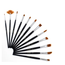 12 шт. набор акварельных кистей для художника нейлоновые волосы деревянная кисть для краски акрил для чертежное масло художественные принадлежности