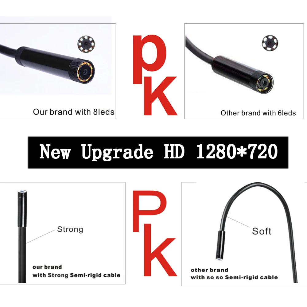 Chanseon New WIFI Endoscope Camera 8mm 8 LED HD 2.0MP 1M Mini Waterproof Wireless Borescope Camera For Android PC IOS Endoscope