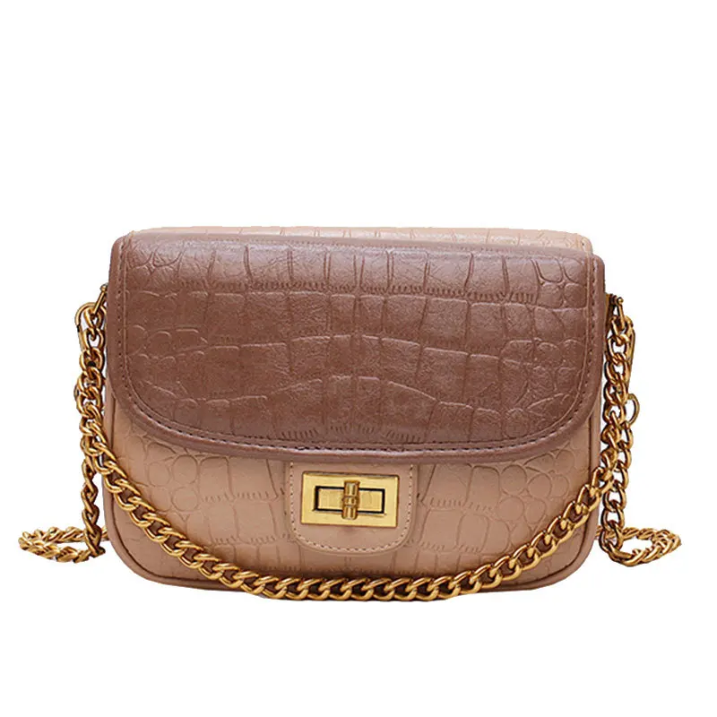 

Hong Kong Style Stone Printed Flap Small Square Bag Designer Crossbody Bags for Women Luxury PU Leather Simple Chain Bag
