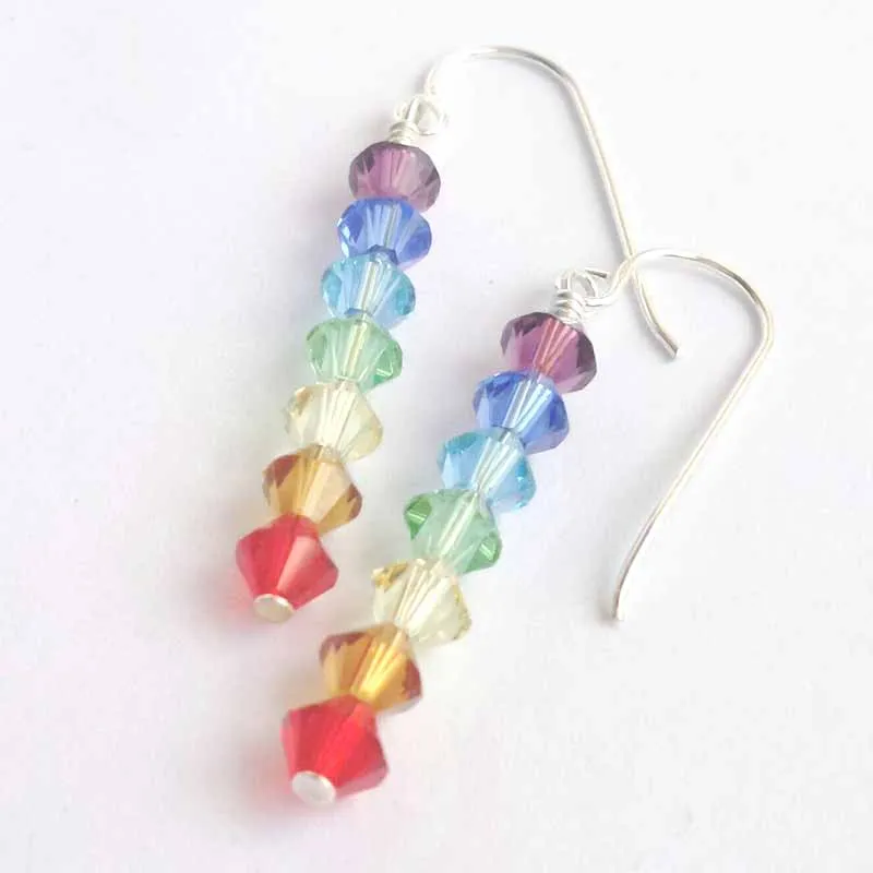 KBJW Original Rainbow Color Multi Colored Crystal Earrings Simple Brand