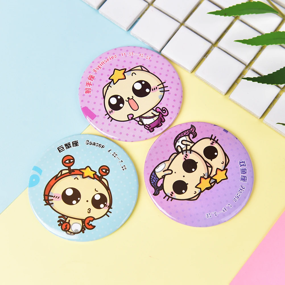 7cm Colorful Pocket Makeup Mirrors Sweet Cartoon Cosmetic Mini Mirror 