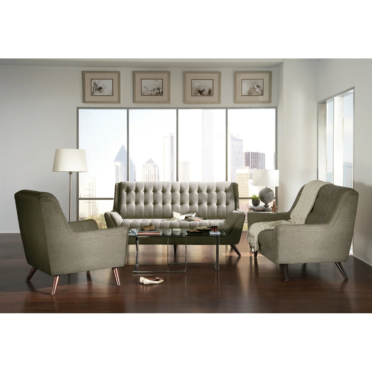 Retro Contemporary Sofa, Gray.