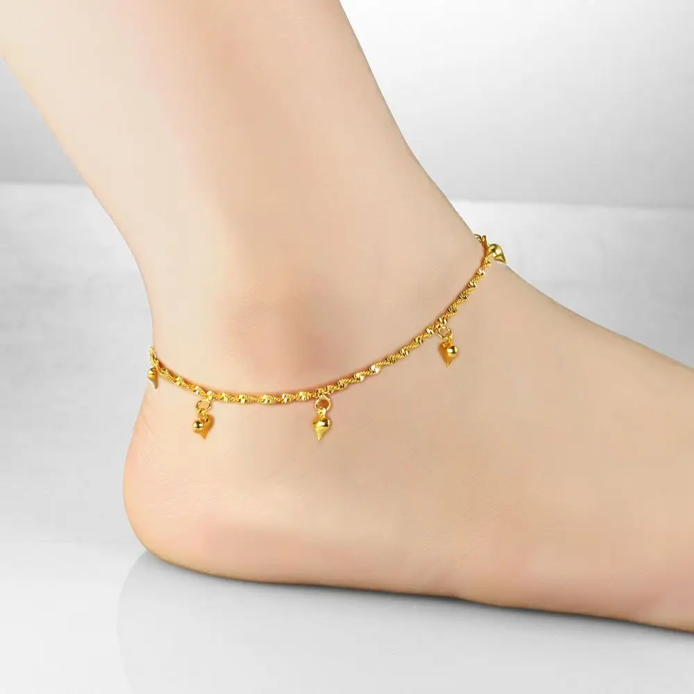 Женский ножной браслет позолоченные цепочки твердый пляжный ножной браслет с сердечком дизайн для леди классический стиль пикантное украшение длиной 25 см