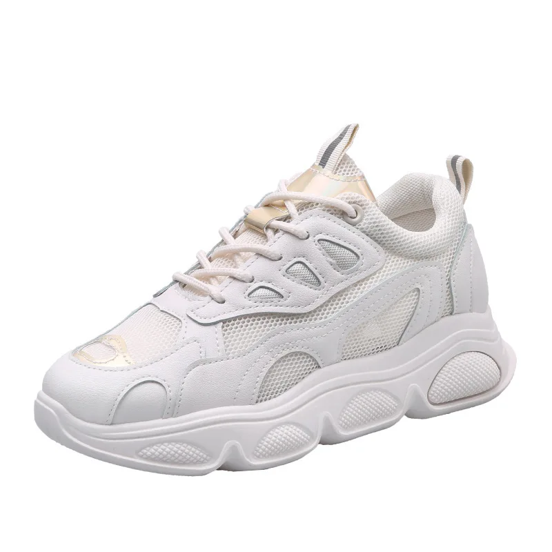 Women's Shoes Woman Tide Shoe Net Noodles Ventilation Casual Shoes Motion Run Shoe Increase Student Sneakers Zapatos De Mujer