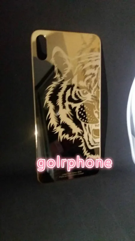 Для iphone X/xs max 8mu настоящая позолоченная задняя крышка с металлической рамкой запасная задняя часть с дизайном льва леопарда