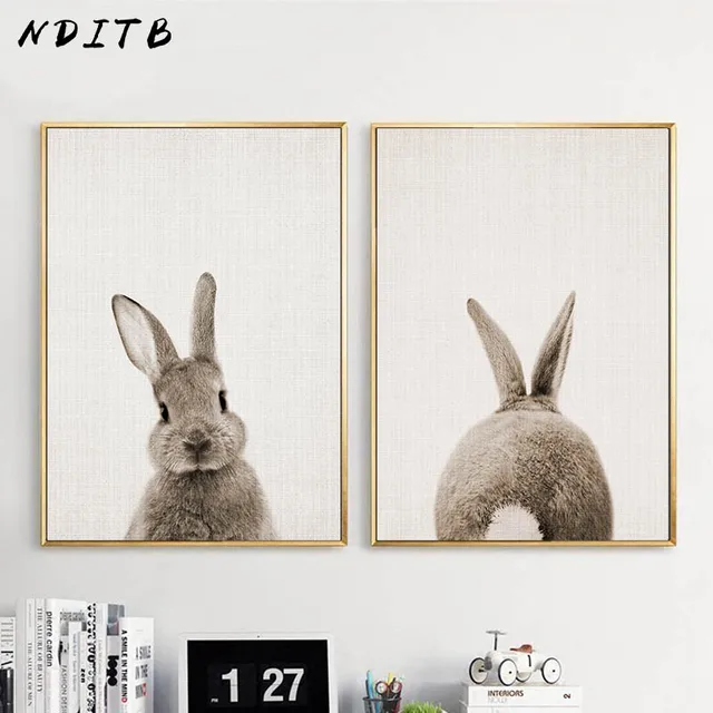 NDITB Bunny Rabbit Butt Coda Su Tela Poster Woodland Bambino Vivaio Animale Stam NDITB Bunny Rabbit Butt Coda Su Tela Poster Woodland Bambino Vivaio Animale Stam