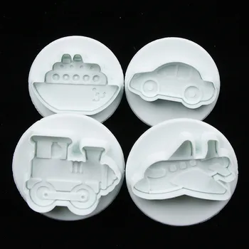 

4PCS/set Airplane, Vehicle,Tank, Car Shape Plastic Biscuit Cookie Cutters Fondant Pastry Mold Cake Decorating Tools Candy Molds