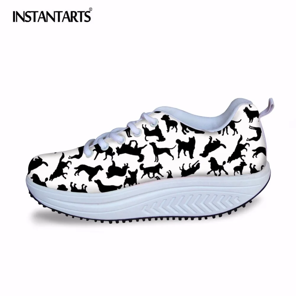 INSTANTARTS/Женская Тонизирующая обувь с изображением кота из мультфильма «мозаика с изображением собаки»; дышащая сетчатая обувь для фитнеса, увеличивающая рост; обувь на танкетке