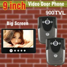Video Intercom System 9 inch Big Screen 900TVL HD Camera Video Door Phone DoorBell IR Night Vision Camera video doorphone 1V2