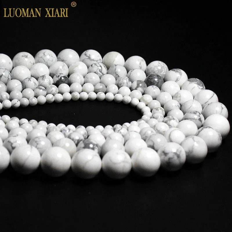 

Wholesale Natural Howlite White Turquoises Stone Beads For Jewelry Making DIY Necklace Bracelet 4/ 6/ 8/10/12 mm Strand 15''
