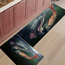 Глубокий морской Русалка Smimming 2 шт. дверные коврики для входа, аксессуары для ванной комнаты Набор грязи мусора грязи Траппер загрузки скребок для обуви