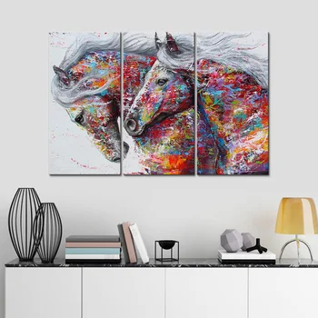 

Modular Canvas HD Prints Poster Wall Art 3 Pieces Train And Little Girl Painting Reindeer Pictures Living Room Home Decor Frame