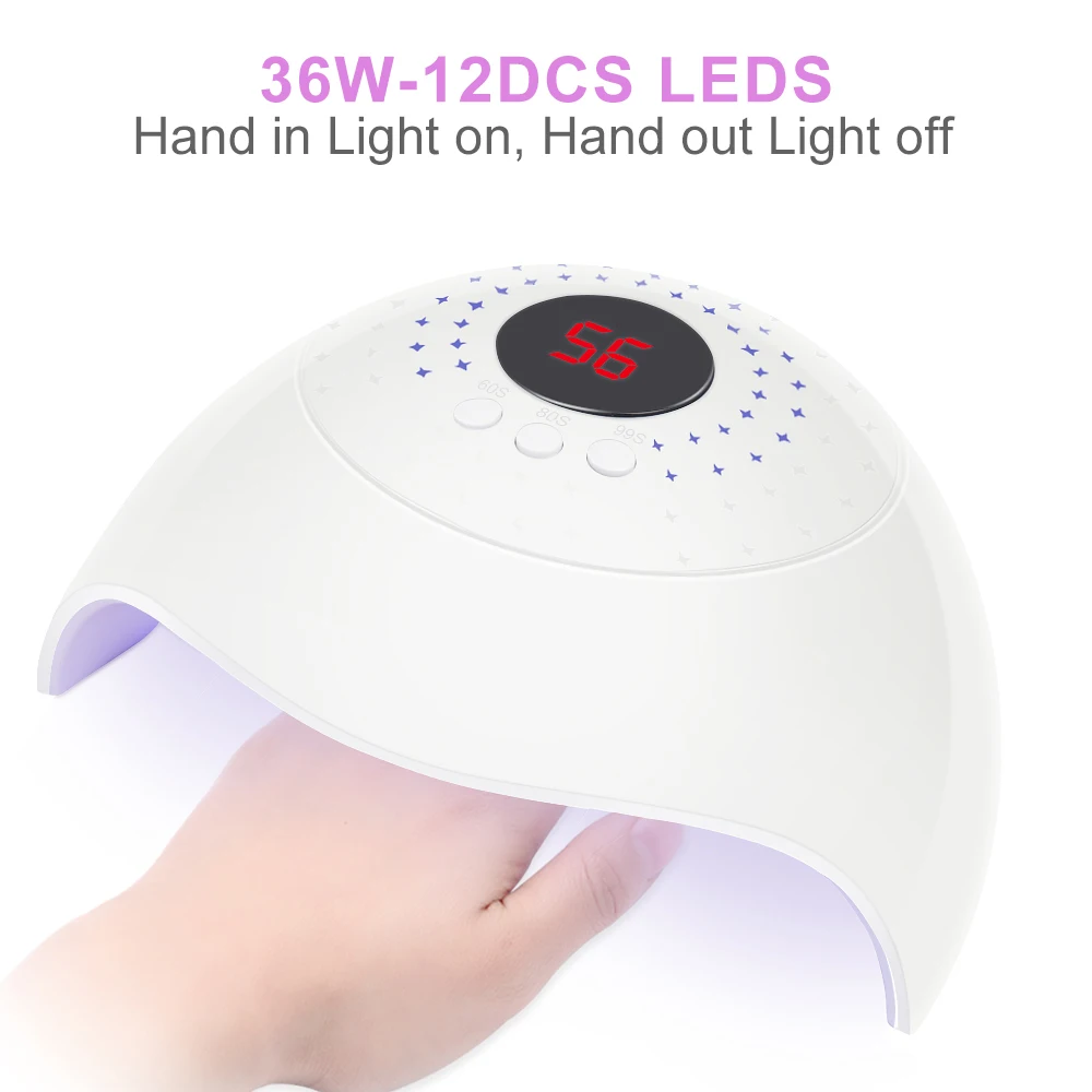 36 Вт/45 Вт лампа для ногтей УФ-гель-светильник Светодиодный лампа для маникюра Сушилка для ногтей для всех видов гель-лака с ЖК-экраном и кнопкой таймера