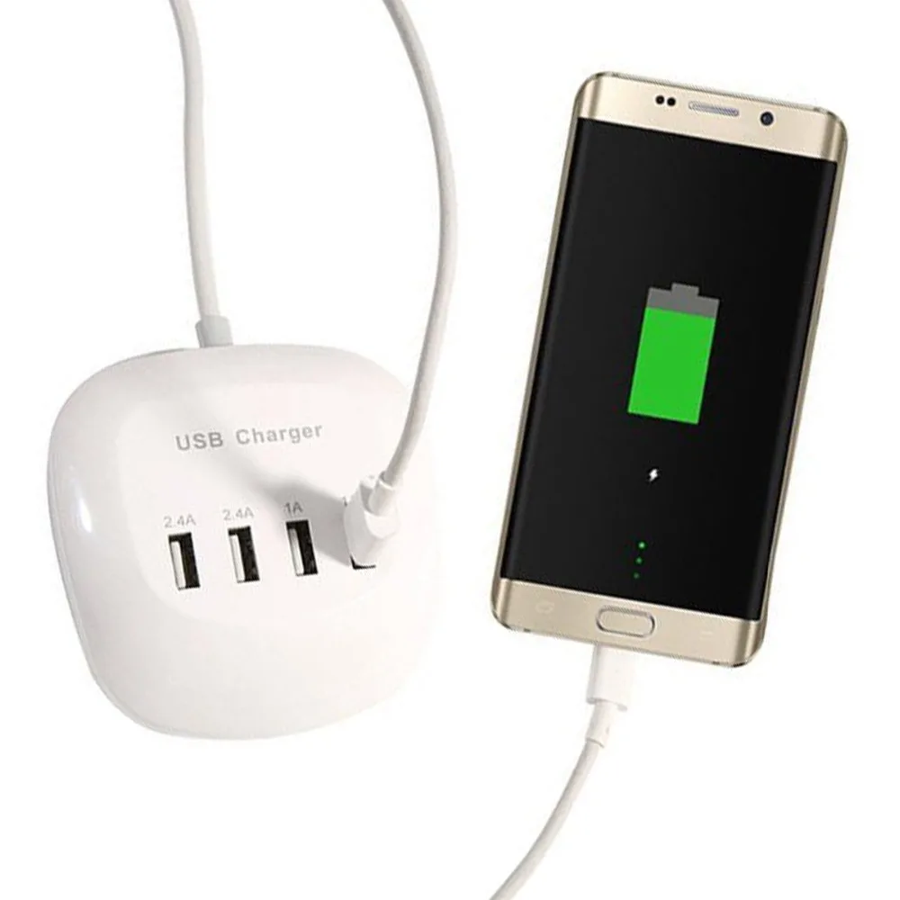 

SOONHUA Portable 4 Port USB Hub 5V 1A 2.4A Fast Charging Wall Charger UK Plug Adapter Socket Travel Charger For Mobile Phones