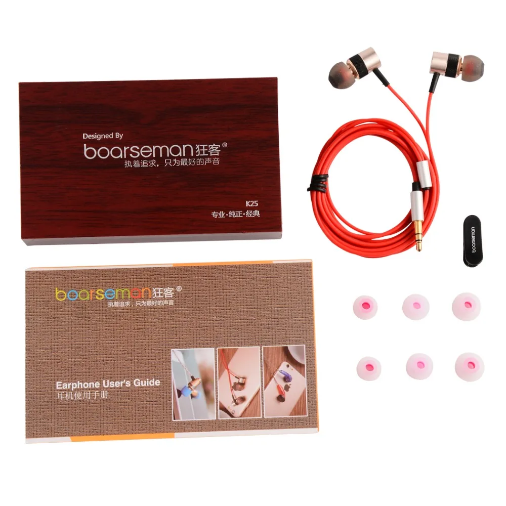 Original Boarseman KR25D Sport In Ear Earphone HiFi Music Wired Earphone Noise Cancelling Super Bass Headset Earbuds for Phone