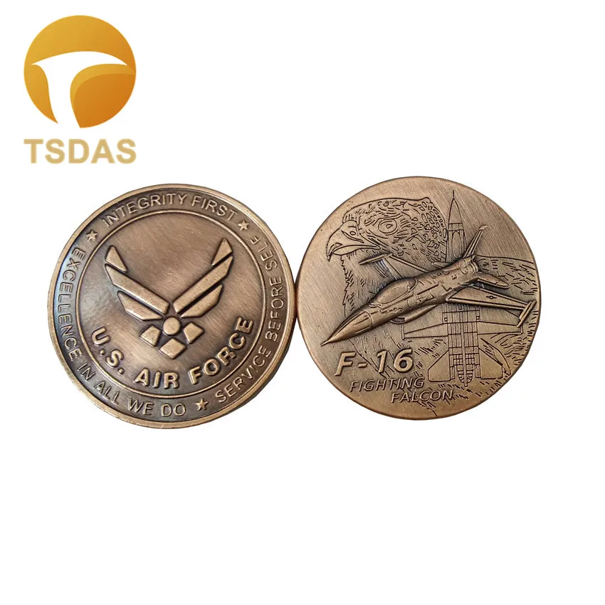 

US AIR FORCE Coin Fighting Falcon F-16 Coin American Military Custom Challenge Coin Brass Plated Drop Shipping