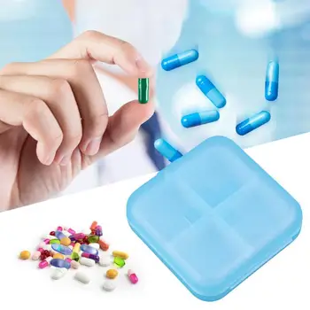 

1pc Portable 4 Grids Pill Box Drug Tablet Medicine Storage Holder Splitter Case Storage Organizer Container Case