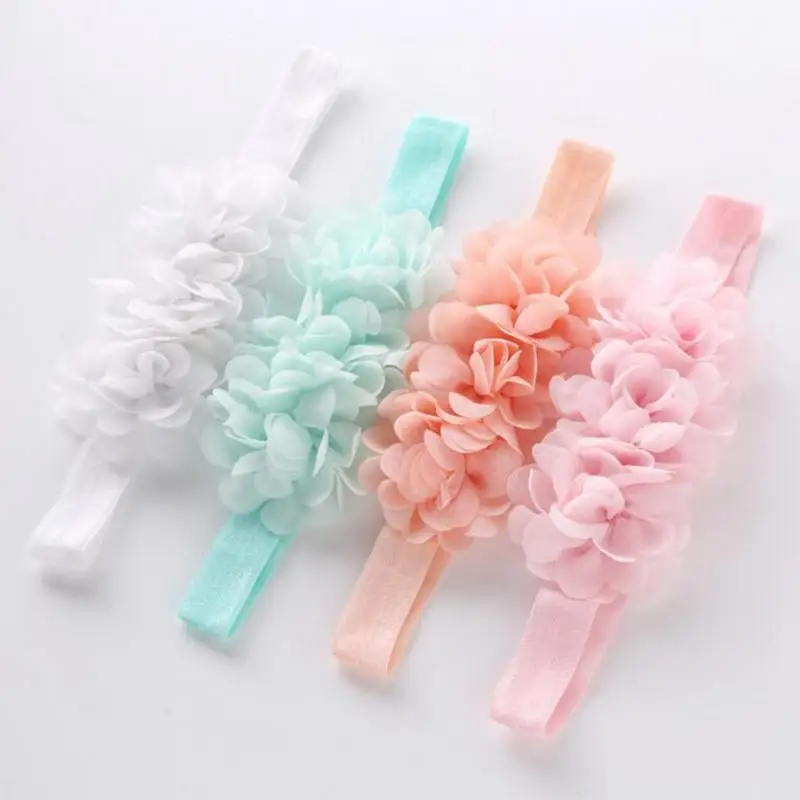 Детская повязка для волос цветок девочки розовые Ленточные резинки для волос для маленьких девочек детские повязки на голову тюрбан новорожденный Haarband детские украшения для волос
