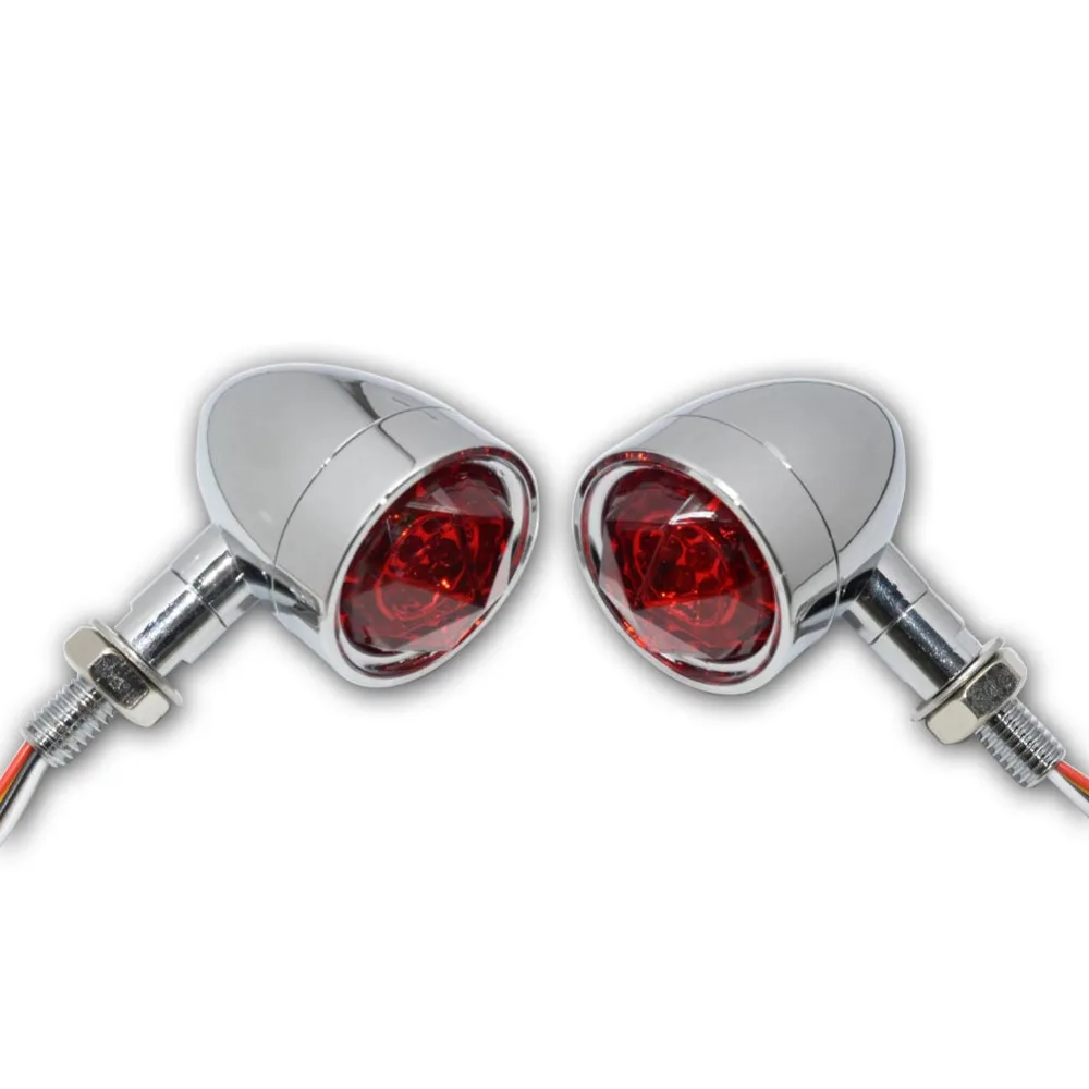 

4 Wires Chrome Yellow Red Beam LED Brake Turn Signal Running Light Motorcycle Universal Blinkers Flashers For Harley Sportster