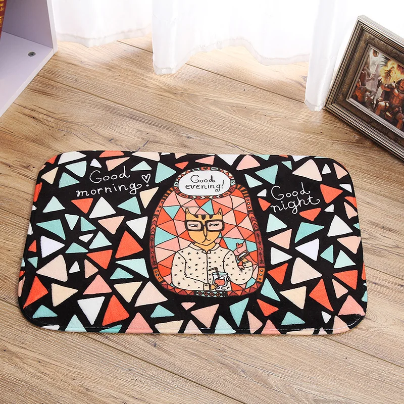

cat shape Floor mat Colorful rug Anti-slip Floor Kitchen Carpet Toilet Water Absorption Non-slip Porch Doormat Flannel fabric 60