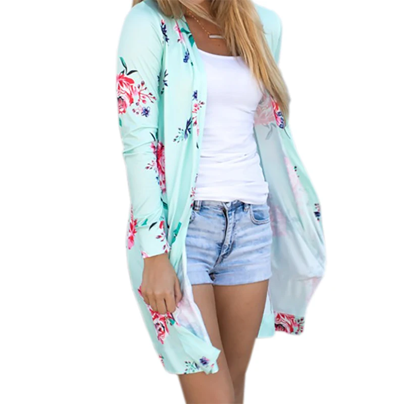 

2018 Summer New Women Fashion Long Sleeve Floral Print Blouses Shirts Casual Jacket Shirts Loose Tops Shirts