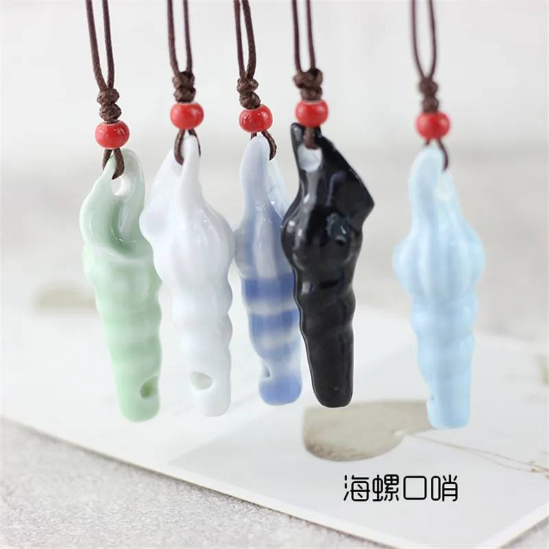 Showtrue Boho Whistle Ceramic Pendant Necklace Women Ethnic Style Couch Rope long bijoux femme | Украшения и аксессуары