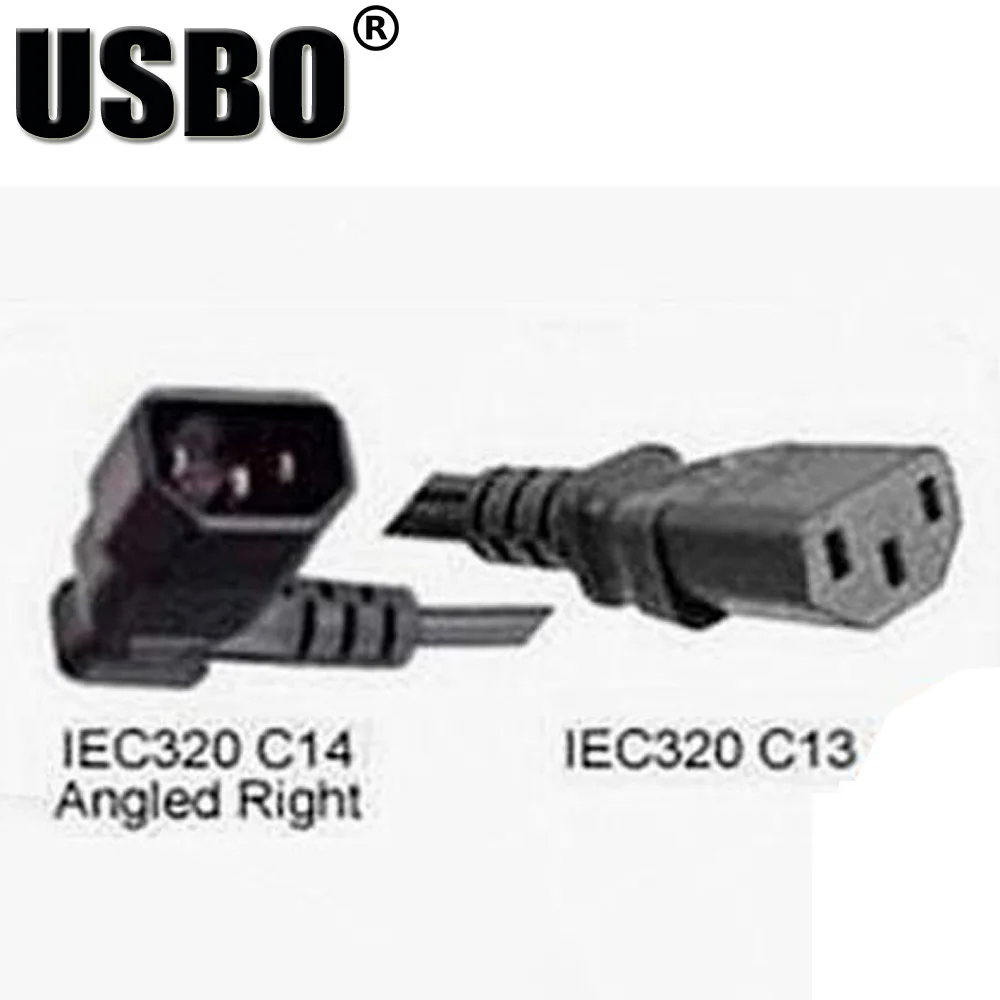 Black 0.3M C13 TO C14 turn right transfer extension power cable male to female UPS PDU chassis