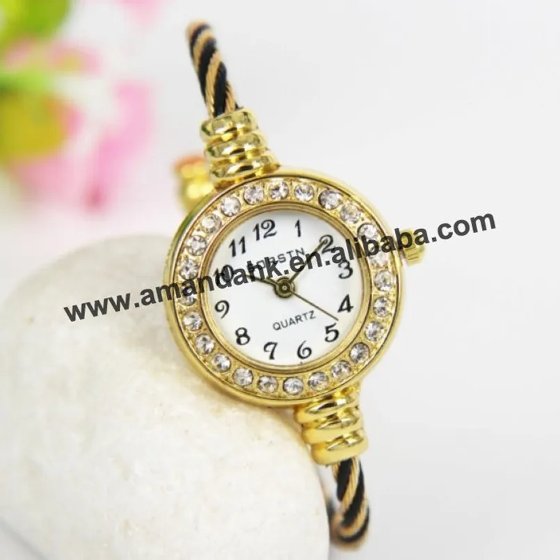 

100pcs/lot,steel wire Lady fashion bangle watch woman rhinestone shine dress quartz watches twisted rope bracelet wrist watch