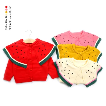 

Baby Girl Sweater Cotton Soft Baby Cardigan Long Sleeve Turn Down Collar Watermelon Dot Sweater Cardigan Autumn Knitted Clothing