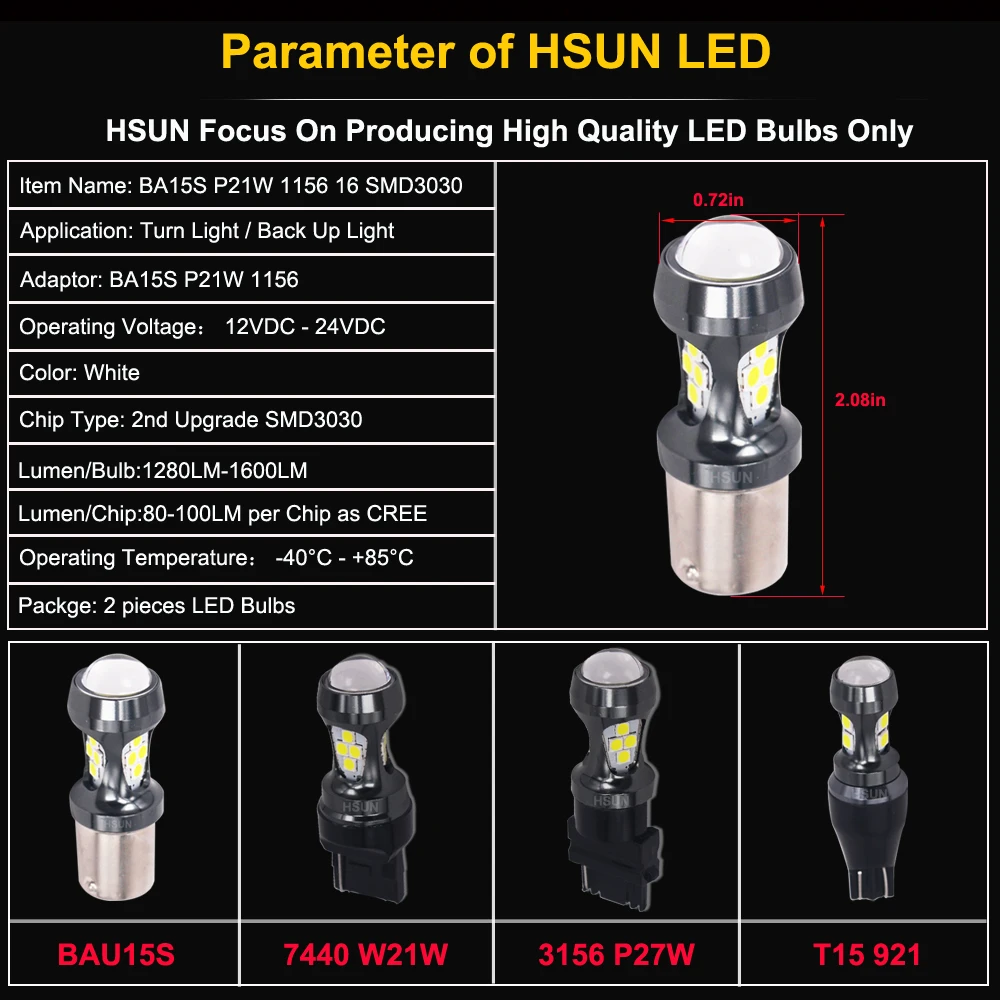 BA15S-16 SMD3030-W-5-Turn-Light