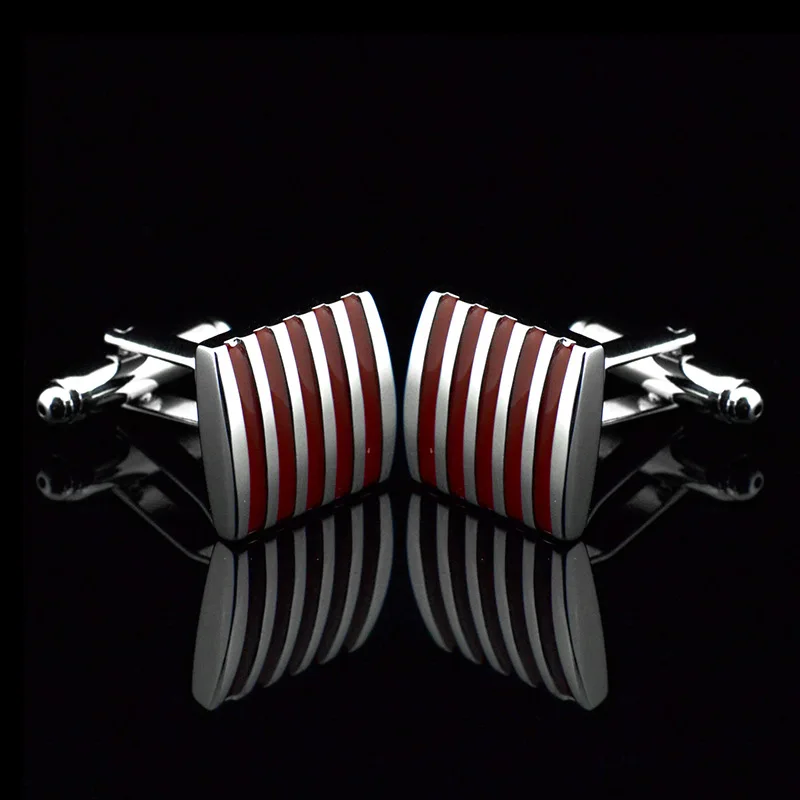 JHSL модный бренд для мужчин jewelry медь Эмаль красная линия Квадратные запонки подарок челнока поставщик