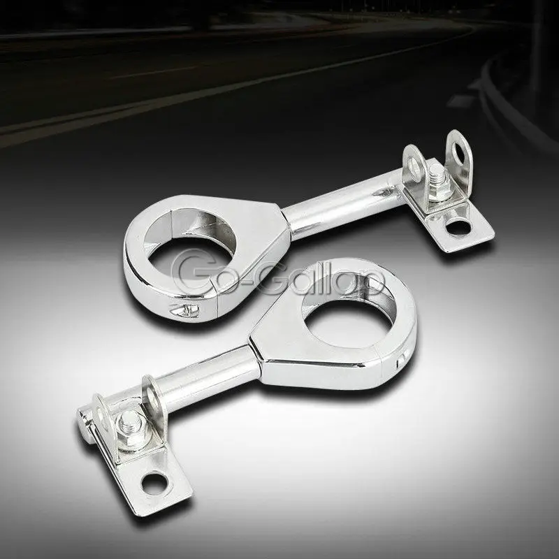 

2pcs 41mm Chrome Motorcycle Driving Passing light Turn Signal Relocation Fork Mounts Brackets For Harley