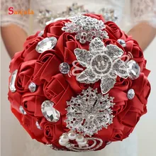 Hand-made розы свадебные букеты с цветами из страз, стразы букет Artificiel Braut Blumen H001