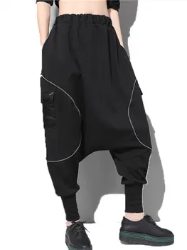 

Spring New Women Plus Size Casual Harem Pants Europe Stitching Personality Street Fashion Hanging Trousers Women pantalon femme