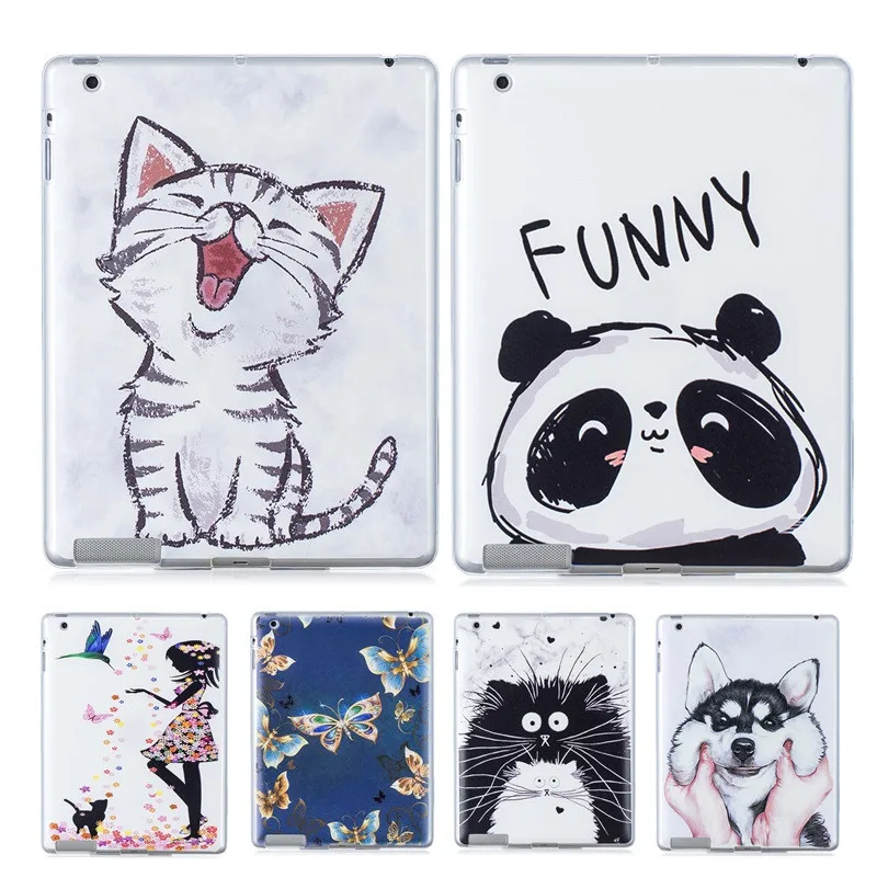Kawaii чехол накладка с рисунком кота щенка панды для iPad Pro 11 Tablet TPU Мягкий