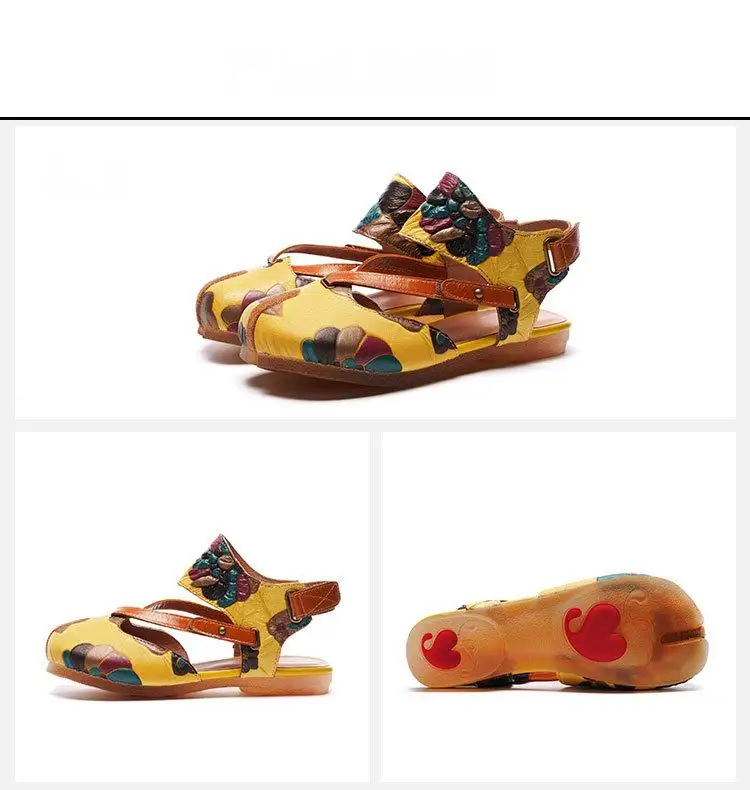 Г., летняя оригинальная обувь из натуральной кожи женские сандалии обувь в винтажном стиле женские дизайнерские сандалии на плоской подошве с цветочным узором ручной работы