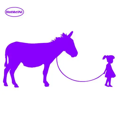HotMeiNi Girl Walking A Donkey Vinyl Decal Novelty Car Sticker Car Window Wall Bumper Funny Pet Mule 18cm x 8cm