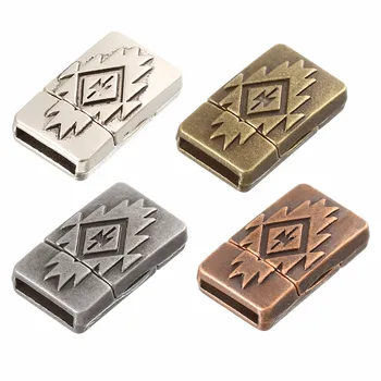 

5pcs antique bronze Square Carve Magnetic Buckles Clasps Connectors Fit 10*2mm Leather Rope Cord for DIY Bracelets End Clasp