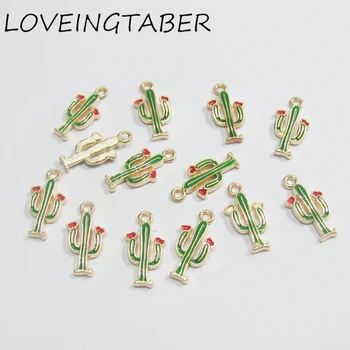 

Newest ! 16mm*10mm 30pcs/lot Gold Small Enamel Cactus Charms Pendants