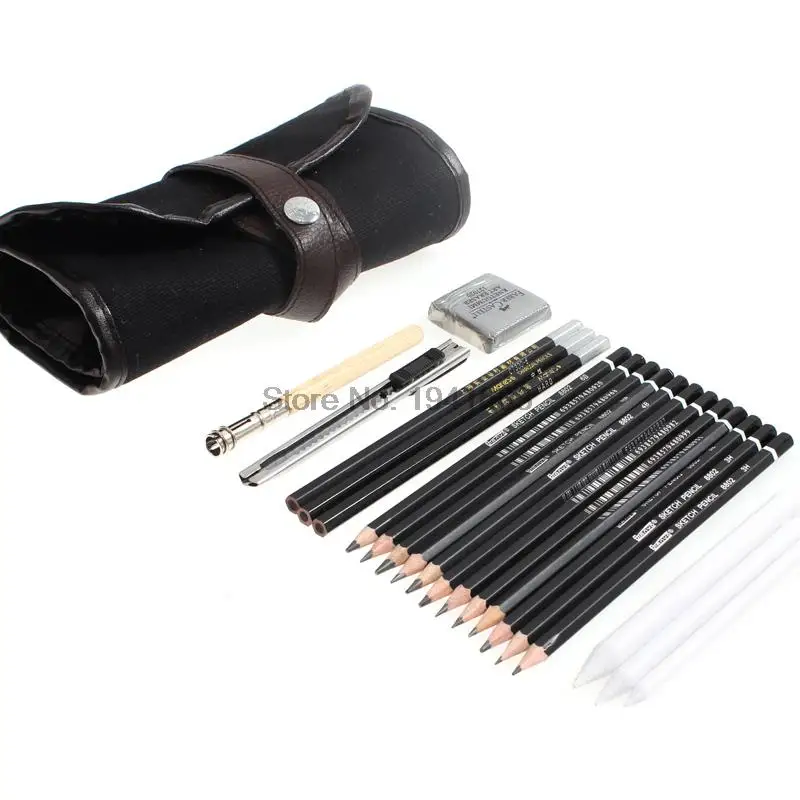 

18Pcs Maries Charcoal Earser Knife Drawing Pencil Sketch Painting Canvas Pencil Bag Set Christmas Gift for Kid