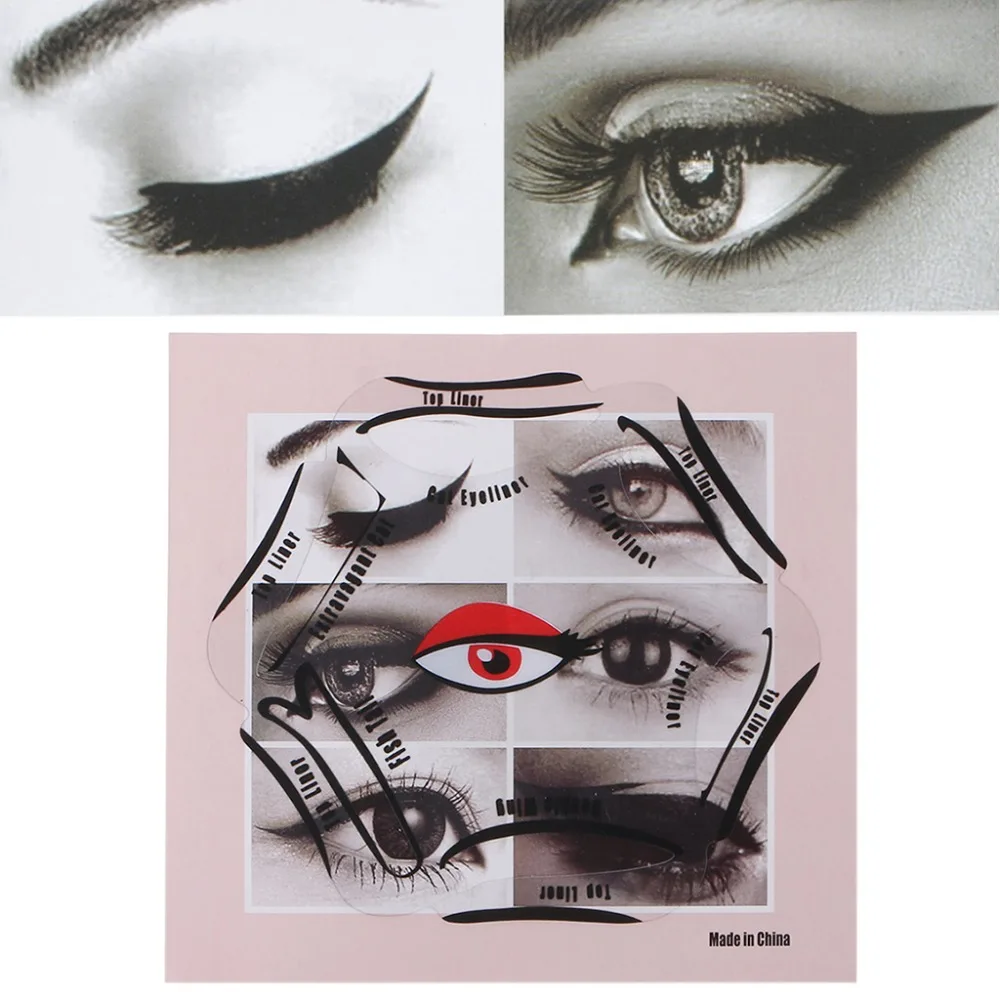 

6 In 1 Eyeliner Stencil Set Template Quick Cat Smoky Tool Eye Liner Makeup Guide #35/3W