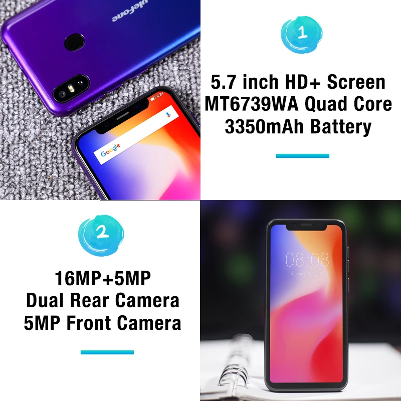 Günstige Ulefone S10 Pro Handy Android 8.1 5,7 zoll MT6739WA Quad Core 2GB RAM 16GB ROM 16MP + 5MP hinten Dual Kamera 4G Smartphone