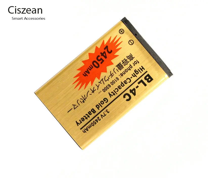 10 шт./лот 2450 мАч BL 4C BL4C Золотой Сменный аккумулятор для Nokia 6100 6300 6102 6103 6131 6125 S 6136 6170