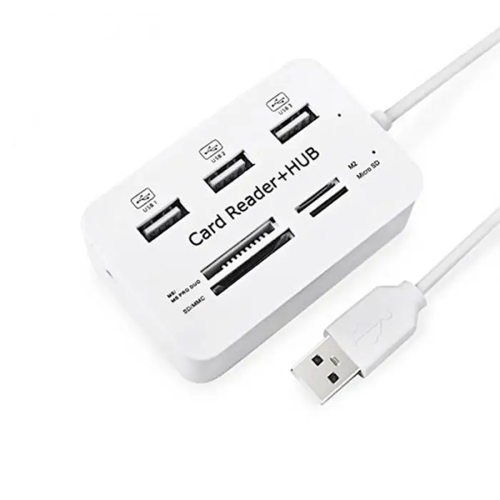 Все в одном USB 2.0 хаб 3 Порты с USB Card Reader HUB 2.0 480 Мбит/с комбо для MS/ m2/SD/MMC/TF для портативных ПК em88