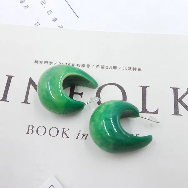 UJBOX, японский, корейский стиль, новинка, улитка, полимерные серьги-гвоздики для женщин, зеленые, без отверстий, гипоаллергенные серьги E080 - Окраска металла: Stud Earrings