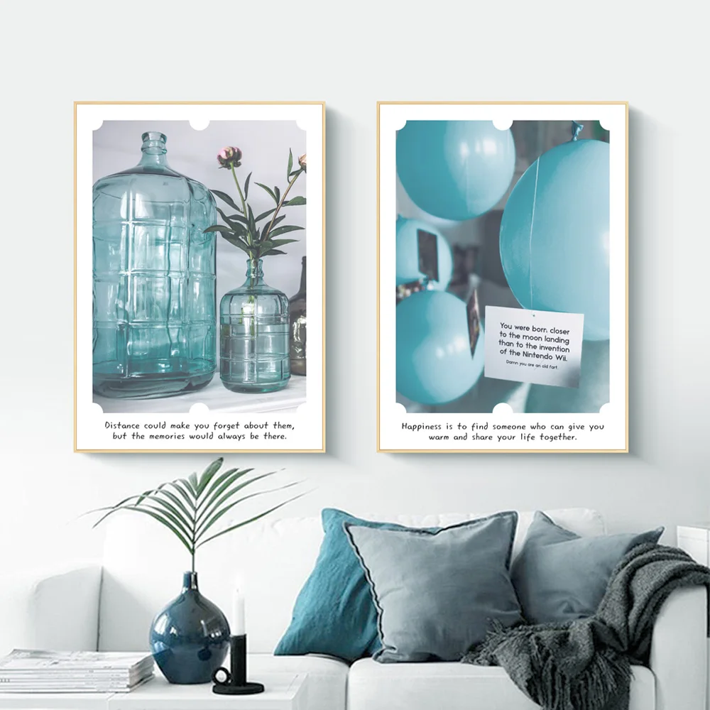 Landscape Picture Nordic Canvas Art Painting Nordic Blue Quotes Posters And Prints Flowers Balloon Poster Living Room Unframed