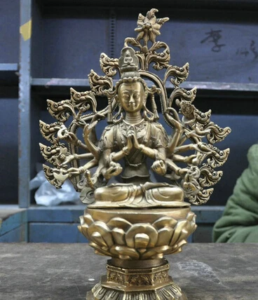 

006995 11 China Buddhism Bronze Guanyin-Kwan-yin Bodhisattva Buddha Sculpture Statue