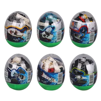 

Wange 6eggs/lot Space Aircraft Spacecraft Rocket egg blocks for children kids Baby creative toys birthday Christmas gift 6701