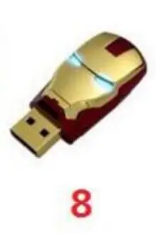 USB 2,0 флеш-накопитель супер Мстители 8 ГБ 16 ГБ 32 ГБ 64 Гб Железный человек Америка Капитан Молот Халк USB флеш-карта памяти - Цвет: 8